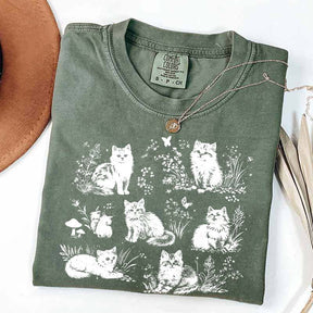 Vintage 90s Cats Pet Floral T-Shirt