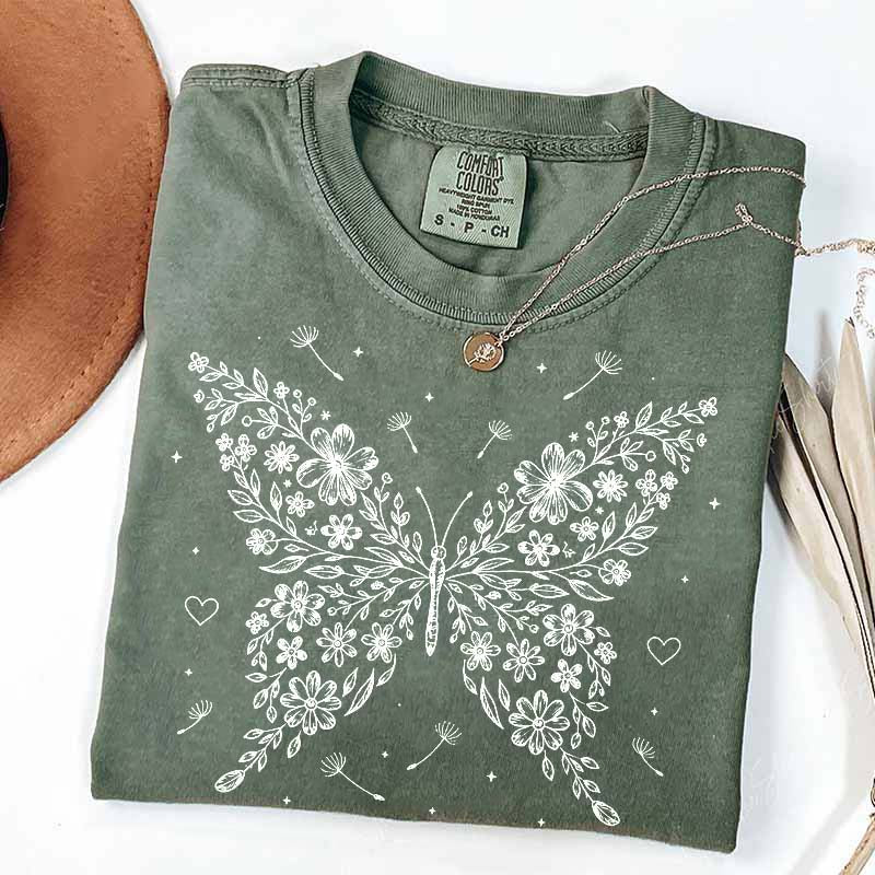 Floral Butterfly Dandelion Wildflower T-Shirt