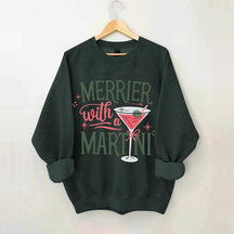 Merrier With A Martini Retro Christmas Sweatshirt