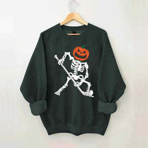 Skeleton Hockey Pumpkin Sweatshirt
