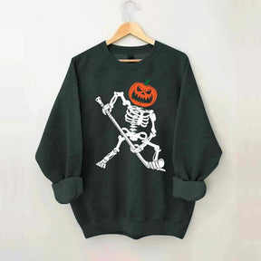 Skeleton Hockey Pumpkin Sweatshirt