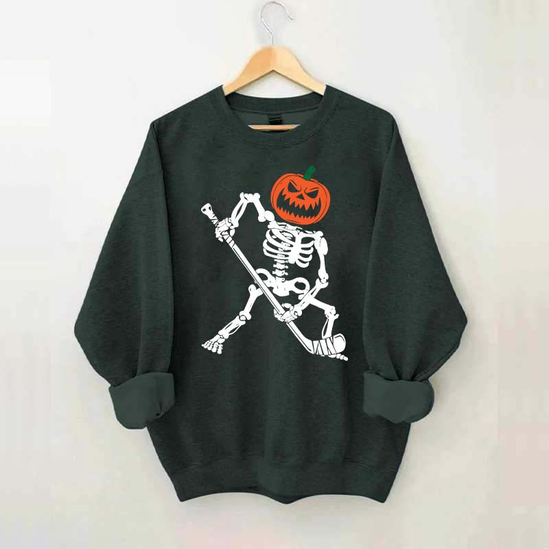 Skeleton Hockey Pumpkin Sweatshirt