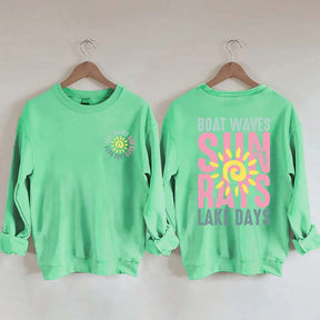 Boat Waves Sun Rays Lake Days Sweatshirt