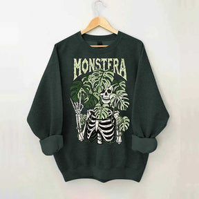 Monstera Skeleton Plant Halloween Sweatshirt