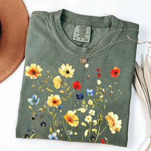 Delicate Floral Print Botanical T-Shirt