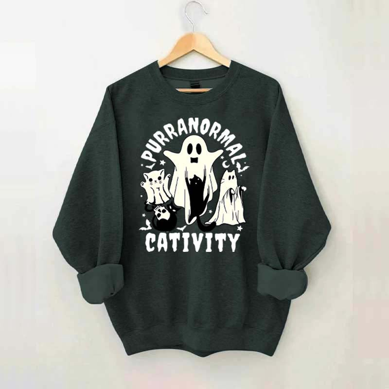 Purranormal Cativity Spooky Ghost Cat Sweatshirt