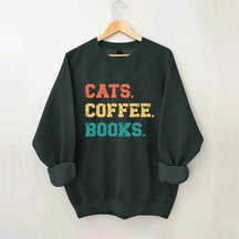 Funny Cats Coffee Books Sweatshirt