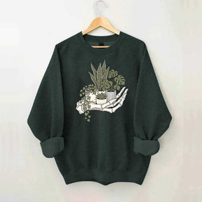 Skeleton Hand Cradling Potted Plants Sweatshirt