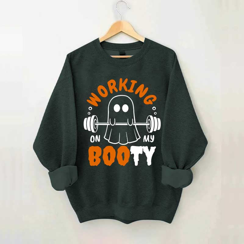 Working On My Booty Halloween Ghost Gym Sweatshirt