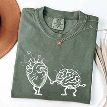 Mental Health Awareness Brain Heart T-Shirt