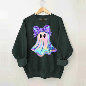 Shimmering  Iridescent Glitter Ghost Sweatshirt