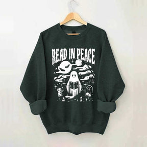 Ghost Reading Book Boho Bookish Sweatshirt