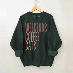 Weekends Coffee Cats Sweatshirt