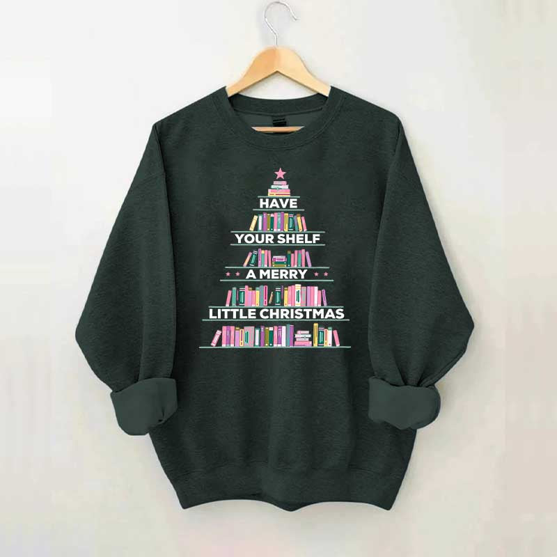 Pink Christmas Book Tree Sweatshirt