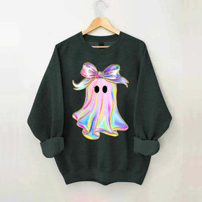 Sparkly Bow Rainbow Ghost Sweatshirt