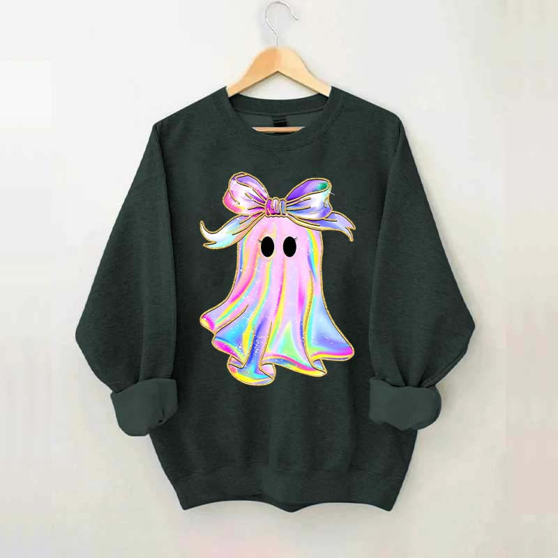 Sparkly Bow Rainbow Ghost Sweatshirt