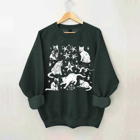 Vintage Cat Star Graphic Sweatshirt
