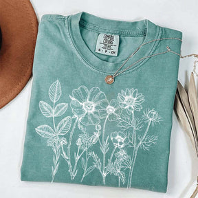Vintage Pressed Flowers Gardener Floral T-Shirt