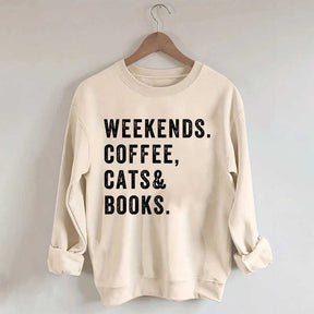 Weekends Coffee Cats & Books Sweatshirt