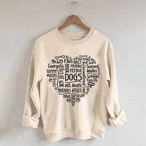 Dog Mom Words in Heart Sweatshirt