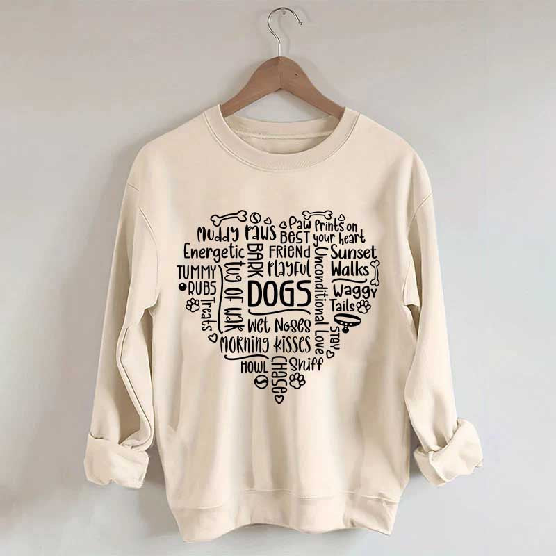 Dog Mom Words in Heart Sweatshirt