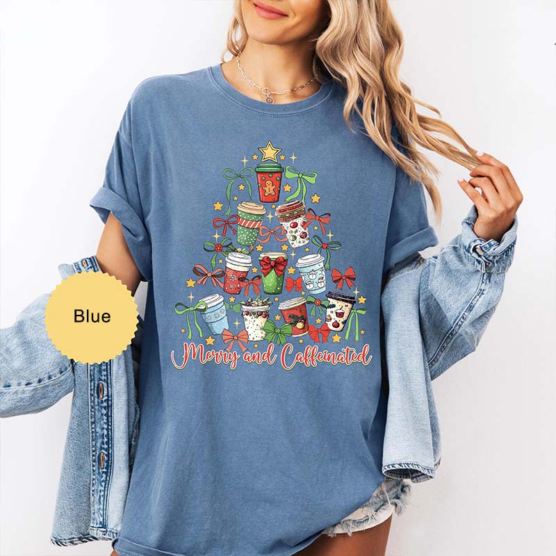 Merry And Caffeinated Christmas Tree T-Shirt