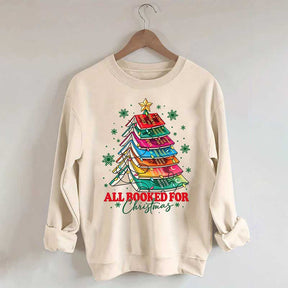 Cute All Booked For Christmas Tree Sweatshirt