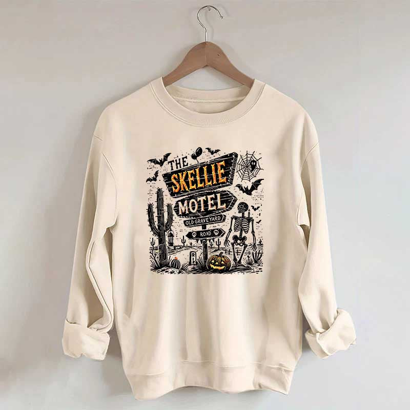 Skellie Motel Funny Halloween Trendy Sweatshirt