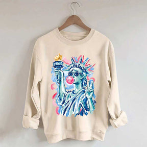 Preppy Statue of Liberty Blowing Bubble Gum Sweatshirt