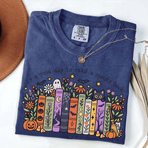 It's a Good Day to Read a Spooky Book Floral T-Shirt