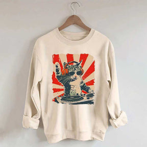 Funny Cat With Headphones Sweatshirt