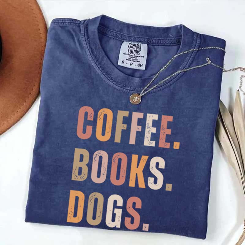 Coffee Books Dogs T-Shirt