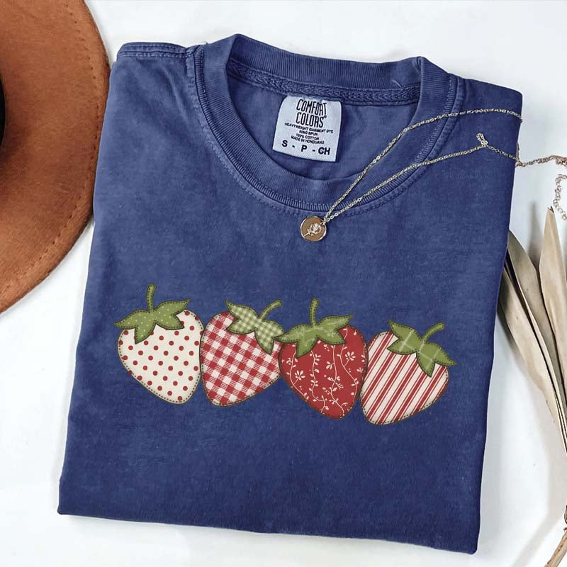 Vintage Strawberry Printed T-Shirt