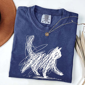 Abstract Cat Line T-Shirt