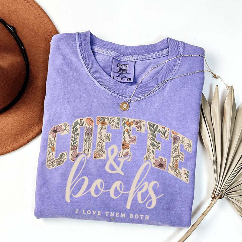 Coffee And Books Floral T-Shirt