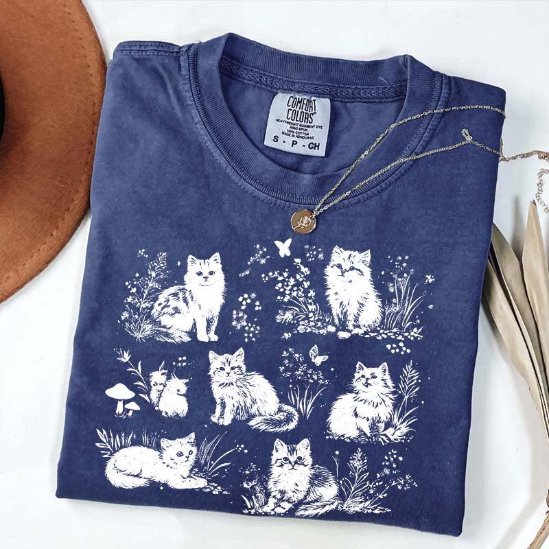 Vintage 90s Cats Pet Floral T-Shirt