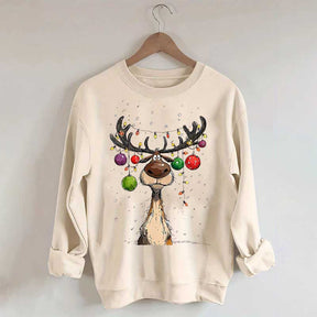 Vintage Reindeer Christmas Light Xmas Sweatshirt