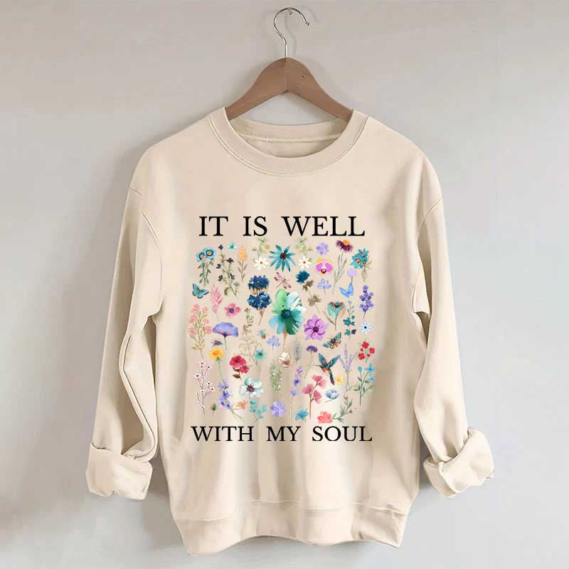 It Is Well Floral Religous Wildflowers Sweatshirt