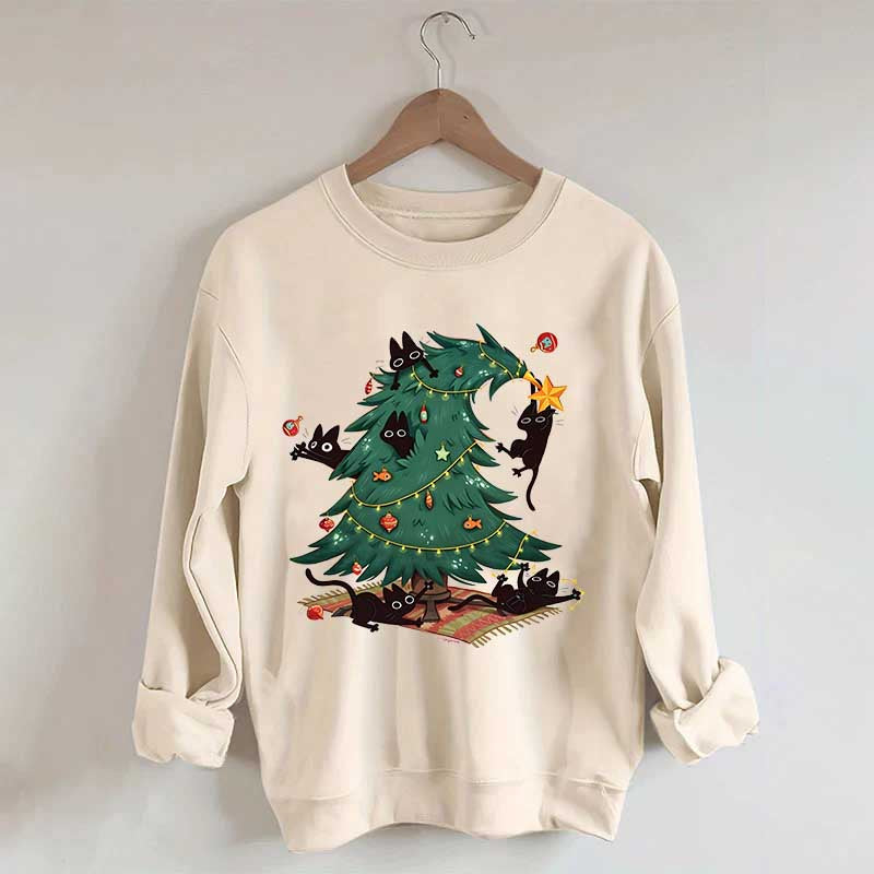 Christmas Tree And Cat Owner Sweatshirt
