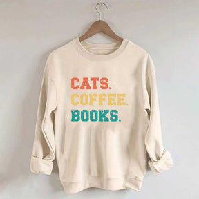 Funny Cats Coffee Books Sweatshirt