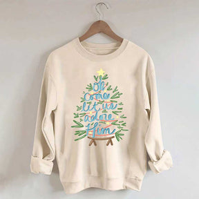 Oh Come Let Us Adore Him Christmas Tree Cute Sweatshirt
