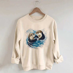 Vintage Otters Ocean Animals Sweatshirt
