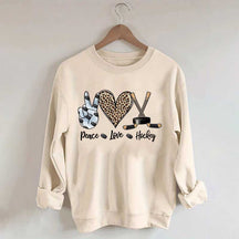Sports Peace Love Hockey Sweatshirt