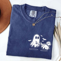 Ghost Dog And Bat Halloween T-Shirt