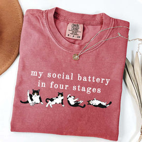 My Social Battery In Four Stages Cats T-Shirt