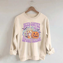 Spooky Season Ice Coffee Preppy Halloween Sweatshirt