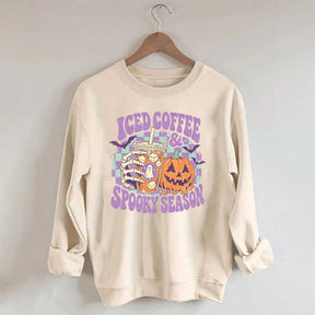Spooky Season Ice Coffee Preppy Halloween Sweatshirt