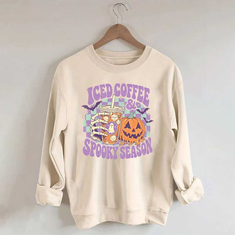 Spooky Season Ice Coffee Preppy Halloween Sweatshirt