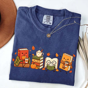 Cozy Book Lover Coffee Pumpkin T-Shirt