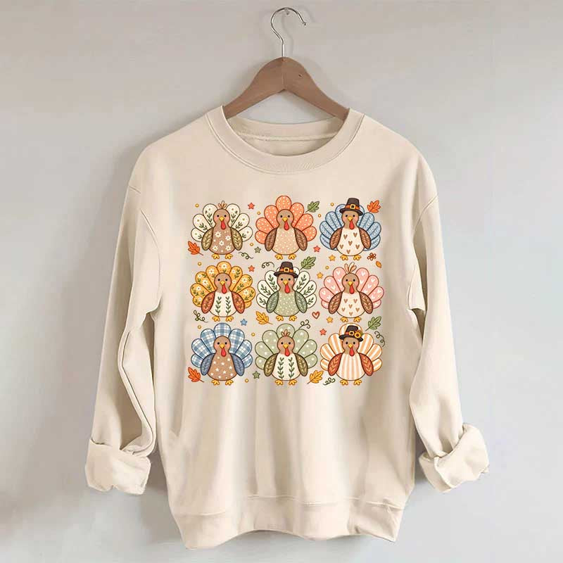 Boho Turkey Thanksgiving Preppy Fall Wild Sweatshirt